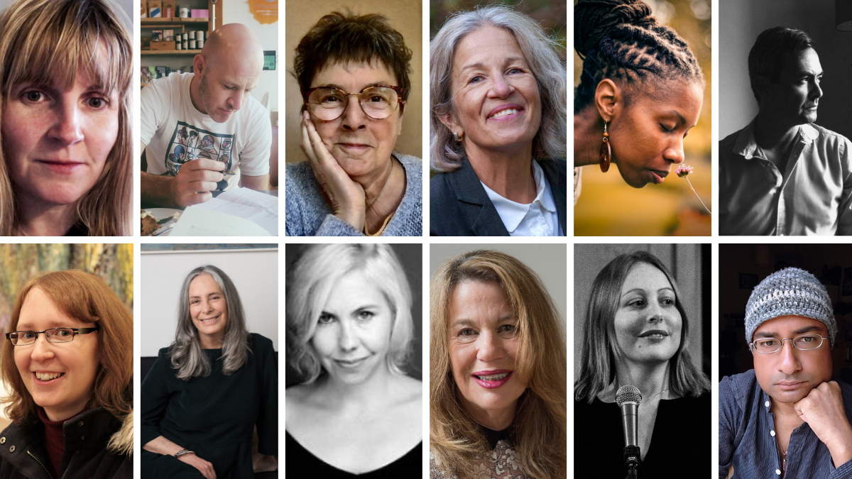Left to right: Nerys Williams, Glyn Edwards, Rachael Clyne, Vanessa Lampert, Zakia Carpenter Hall, Damian Walford Davies, Rachel Carney, Lynne Hjelmgaard, Kathryn Gray, Sue Hubbard, Elizabeth Parket, Taz Rahman