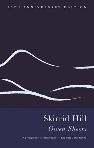 This cover shows a minimalist representation of Skirrid Hill in white lines against a dark blue background. The text reads: Skirrid Hill. Owen Sheers.