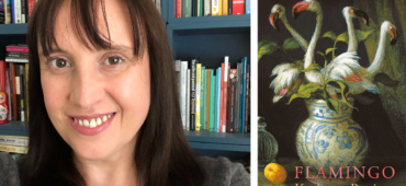 Left: . Right the cover of her book Flamingo