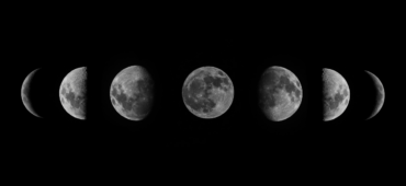 Phases of the waxing and waning moon from crescent to full.