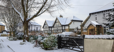 Snowy UK street in the morning