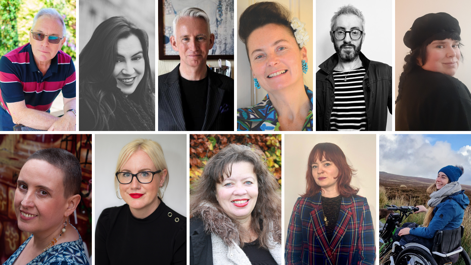 Left to right: Tony Curtis, Carrie Etter, Grahame Davies, Katrina Naomi, Lorcan Black, Betty Doyle, Kathryn Bevis, Wendy Allen, Maggie Harris, Emily Cotterill, Bethany Handley