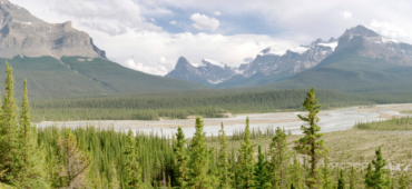 A mountain landscape beneath a cloudy sky