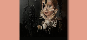 This cover shows a dark Renaissance-style painting of a woman with paint peeling away over her face and body. The text reads: Strange Husbandry, Lorcan Black