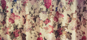 Close up photo of floral curtains