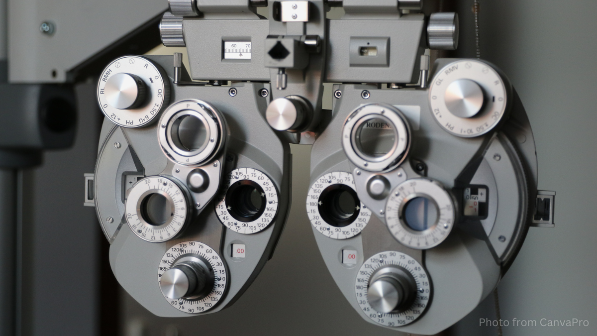 Close up photo of an optician's testing equipment