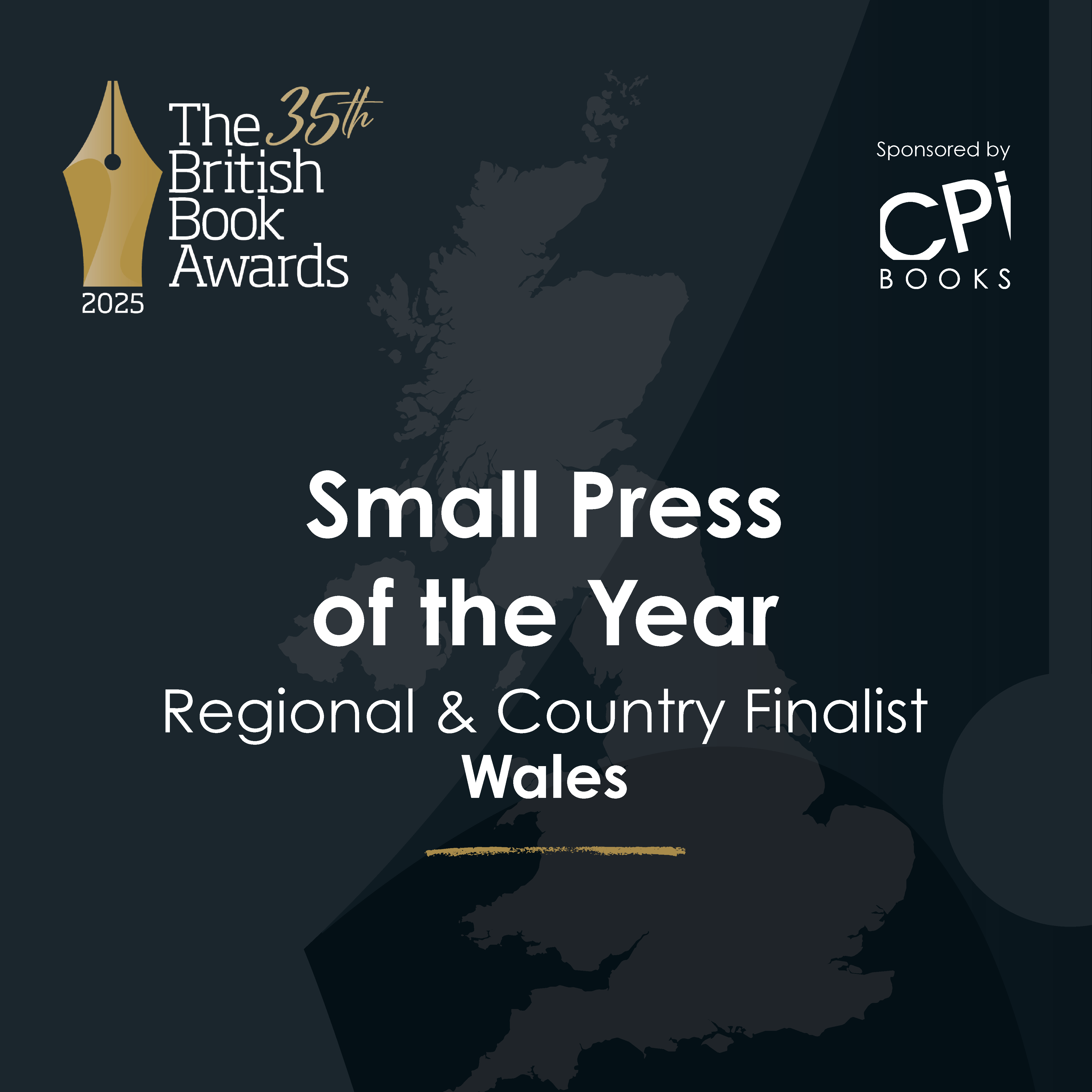 The British Book Awards Small Press of the Year Regional and Country Finalist Wales.