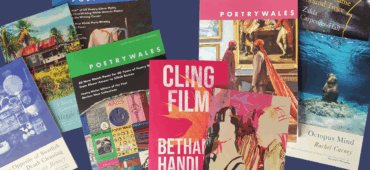 Photo showing issues of Poetry Wales alongside recent poetry books by Seren