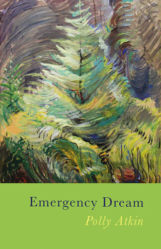 This cover shows a painting of a fir tree standing in the middle of a forest. The text reads: Emergency Dream, Polly Atkin