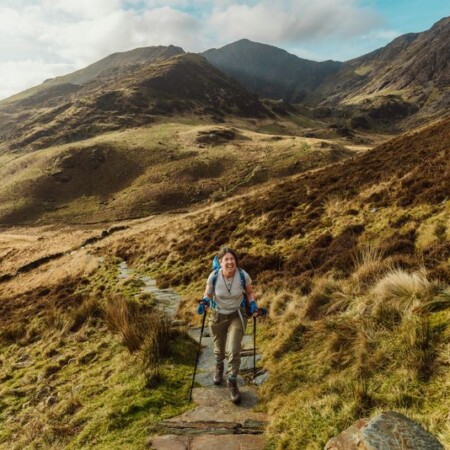Photo of Julie Brominicks climbing Cader Idris.