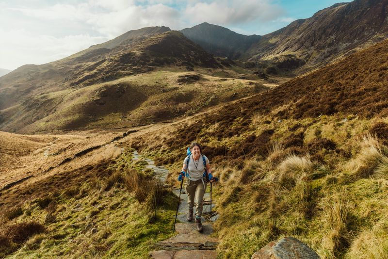 Photo of Julie Brominicks climbing Cader Idris.